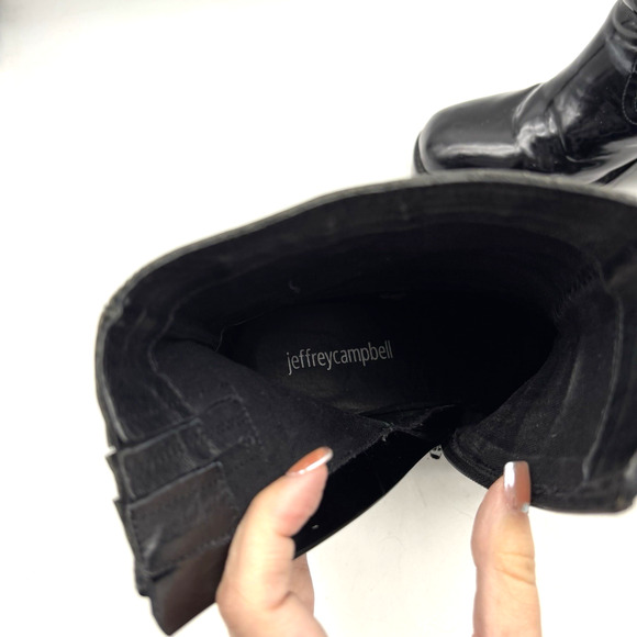 Jeffrey Campbell MAXEN 2 Black Patent Leather Block Heel Platform Boots Size 7 - Picture 14 of 16